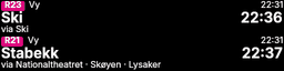 Live Norwegian Rail departures at Oslo S on Pixlumo Stretch